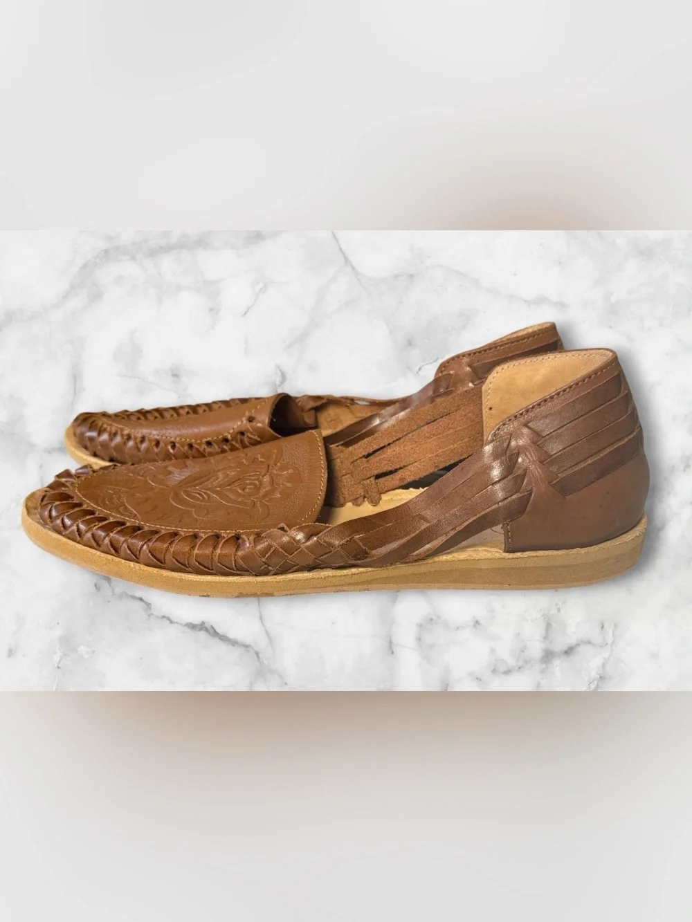 EUC Mexican Huarache Leather sandals for women, SZ 8 - Picture 2 of 8